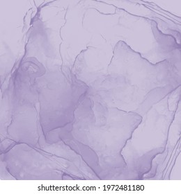 Abstract violet lilac marble fluid painted background. Alcohol ink or watercolor art. Editable vector texture backdrop 
