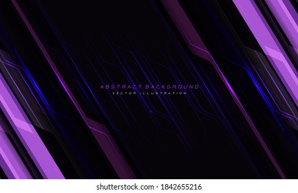 Resumen de la barra de circuito cibernético de línea violeta sobre el diseño negro y de texto de la moderna tecnología futurista ilustración vectorial de fondo.