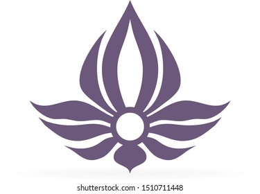 abstract violet lotus flower, yoga symbol or element for spa salon, vector illustration
