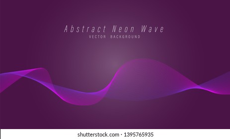 Abstract violet neon wave lines background. Curved wavy line by created using blend tool.