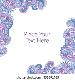 Abstract violet paisley corner. Good  for page decoration, invitation, greetings cards  or announcements. 