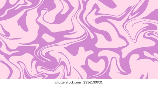 Resumen de las ondas psicodélicas rosadas violetas imprime fondo. Patrón trippy de los años 70 sin fisuras. Patrón acrílico de mármol. 