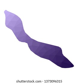 Abstract violet polygonal map of Curacao island. Geometric design. Vector illustration.