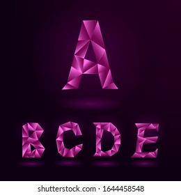 Abstract violet polygonal triangular modern alphabet design background. Vector. Part 1