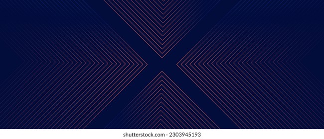 Abstract violet purple and green wavy line pattern on dark blue background with copy space
