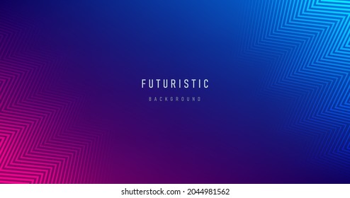 Abstract violet purple and pink red zigzag line pattern on dark blue background with copy space. Modern technology futuristic neon color banner concept. Vector illustration