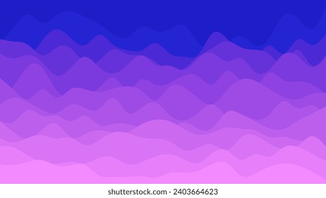 Abstract violet or purple wavy line pattern on dark blue background with copy space. Modern tech futuristic neon color banner concept. Vector illustration. Colorful geometric background.