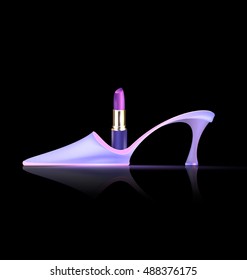 abstract violet semi shoe and lipstick