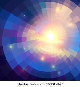 Abstract violet shining circle tunnel vector background
