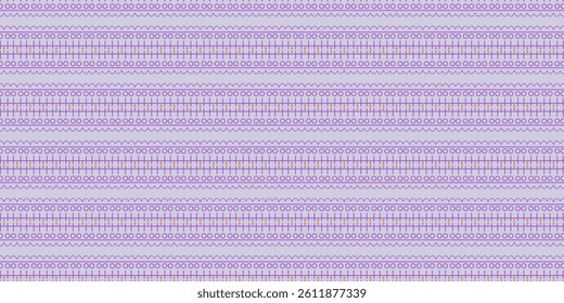 Abstract Violet Striped Geometric Pattern with Circles and Zigzags