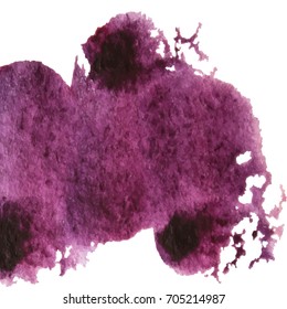 Abstract violet watercolor on a light background.The color splashing in the paper. Hand drawn Vector illustration