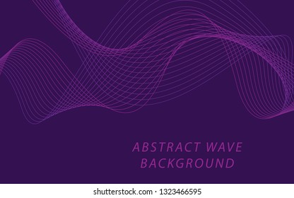 Abstract violet wave lines on dark background. Can be used presentation, poster. Vector illustration.