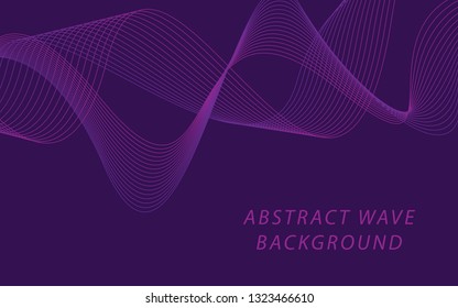Abstract violet wave lines on dark background. Can be used presentation, poster. Vector illustration.