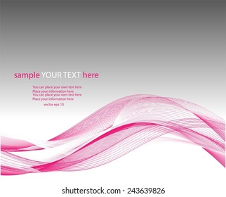 Abstract violet waves on gray background