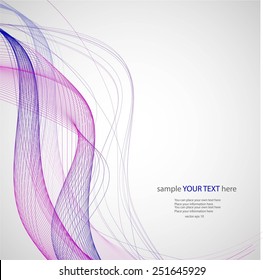 Abstract violet waves on gray background