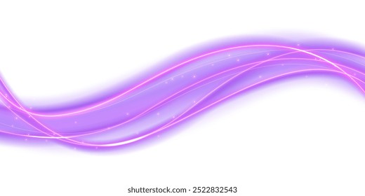 Línea ondulada violeta Abstractas de la luz aislada en el fondo blanco, Ilustración vectorial
