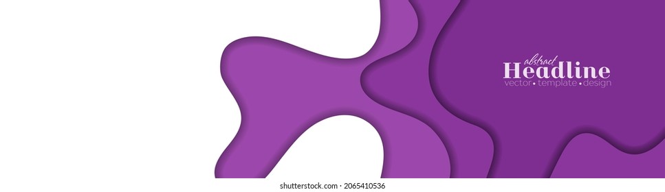 Abstract violet wavy papercut material background. Vector banner design