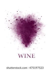 abstract violet wine grape bunch silhouette on white