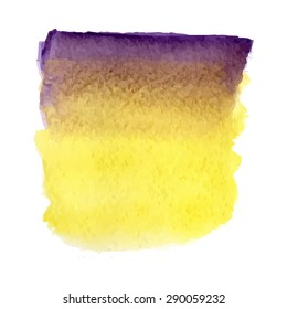 Abstract violet yellow background. Watercolor hand drawing. Vector illustration