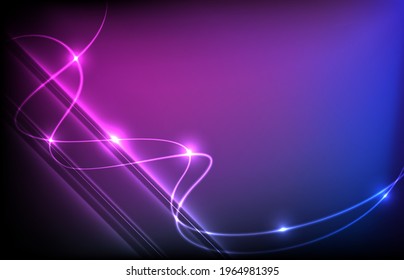Abstract violet-blue background with wavy glowing lines.