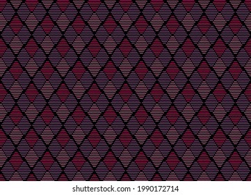 Abstract violet,pink,white triangle wave pattern vector on black background.Geometric design for fabric,textile,carpet,cover,decorated concept.