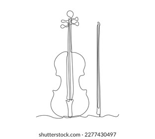 abstract Violin and Bow Continuous On Line Drawing