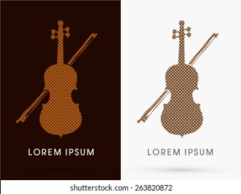 Abstract Violin, designed using brown dot and line , logo, symbol, icon, graphic, vector.