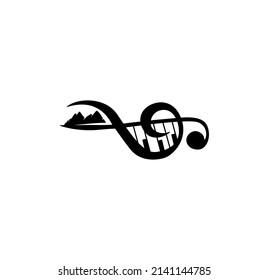 Abstract Violin Key Illustration with mountain and piano keys elements