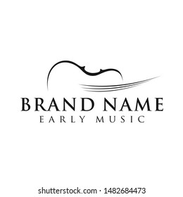 Abstract violin  musical instrument vector logo.