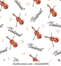 Abstract Violin Musical Instrument Vector Graphic Art Seamless Pattern can be use for background and apparel design