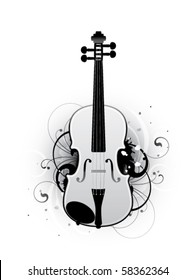 Abstract with violin on a white background