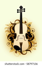Abstract with violin on a yellow background
