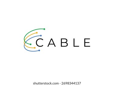 Diseño de logotipo de tecnología de conexión de cable virtual abstracto	
