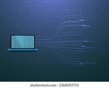 Abstract virtual digital stream. Binary computer code background. Storage cloud structure. Big data transfer concepts in internet. Graphic concept for your design.