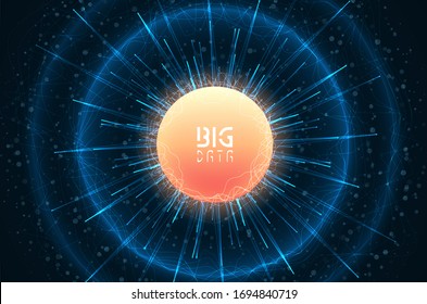 Resumen de flujo digital virtual. Codigo binario flotante y onda brillante neón. Estructura de nube de almacenamiento. Grandes conceptos de transferencia de datos en Internet. Concepto gráfico para su diseño