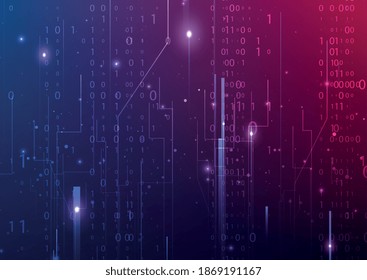 Abstract virtual digital stream. Flowing binary code. Storage cloud structure. Big data transfer concepts in internet. Graphic concept for your design.