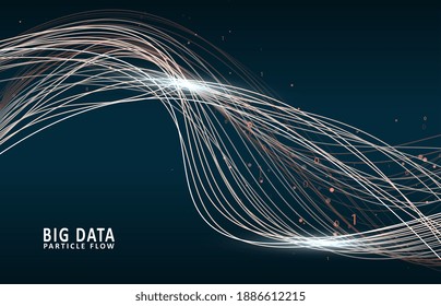 Abstract virtual digital stream. Flowing binary code and neon glowing wave. Storage cloud structure. Big data transfer concepts in internet. Graphic concept for your design.