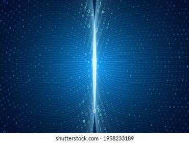 Abstract virtual digital stream. Flowing digital code and neon glowing wave. Storage cloud structure. Big data transfer concepts in internet. Graphic concept for your design