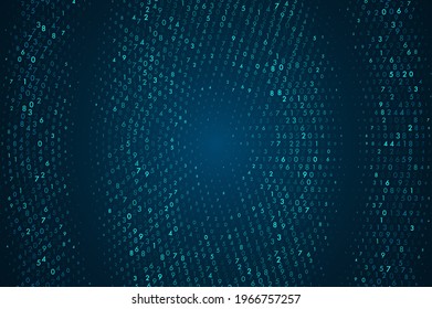 Abstract virtual digital stream. Flowing digital code and neon glowing wave. Storage cloud structure. Big data transfer concepts in internet. Graphic concept for your design.