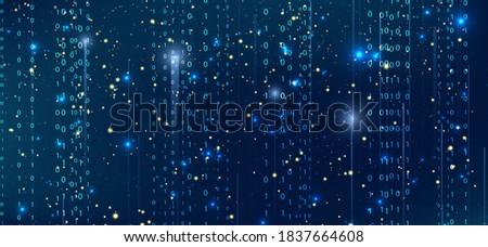 Abstract virtual digital stream. Flowing binary code. Storage cloud structure. Big data transfer concepts in internet. Graphic concept for your design.