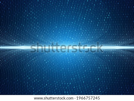 Abstract virtual digital stream. Flowing digital code and neon glowing wave. Storage cloud structure. Big data transfer concepts in internet. Graphic concept for your design