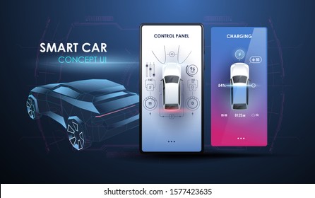 Abstract virtual graphic touch user interface. Car Auto Service, Modern Design, Diagnostic Auto. User interface for smartphone. Creative modern template for App.