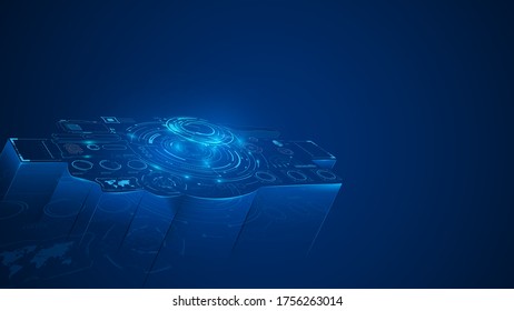 abstract virtual hud artificial intelligence interactive innovative concept design background eps 10 vector