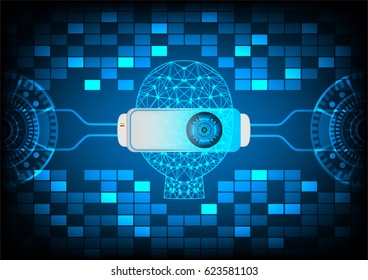 Abstract virtual reality (VR) technology background vector design.