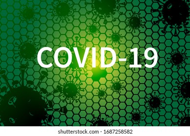  caricatura de virus abstracto con fondo verde, corona, covid-19