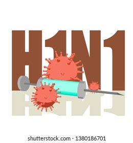 Abstract virus image on backdrop and H1N1 text. H1N1 virus danger relative illustration. Medical research theme. Virus epidemic alert