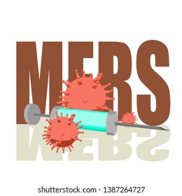 Abstract virus image on backdrop and MERS text. MERS virus danger relative illustration. Medical research theme. Virus epidemic alert