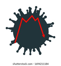 Abstract virus silhouette. Coronavirus virus danger relative illustration. Medical research theme. Virus epidemic alert. Virus activity graph