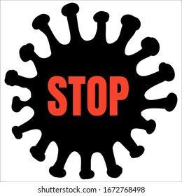 Abstract virus strain model coronavirus 2019-nCoV COVID-19 MERS-Cov Novel coronavirus with red STOP sign