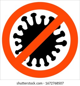 Abstract virus strain model coronavirus 2019-nCoV COVID-19 MERS-Cov Novel coronavirus crossed out red STOP sign